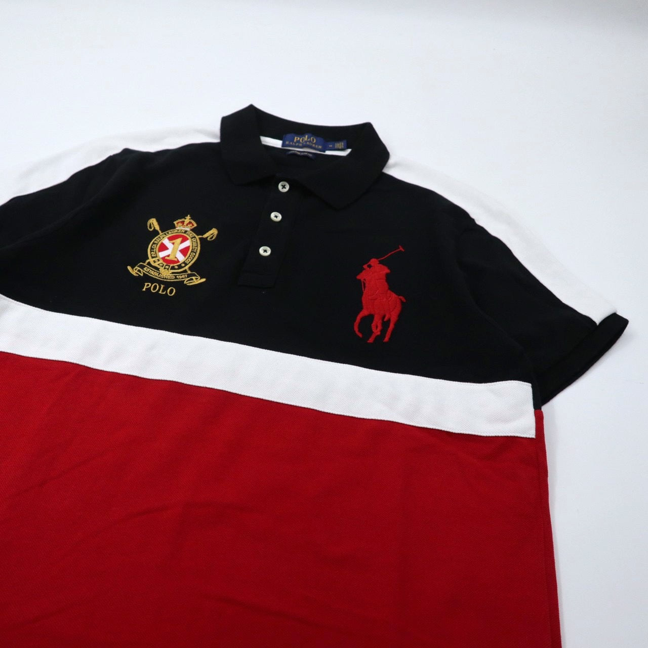POLO RALPH LAUREN ポロシャツ M ブラック コットン ビッグポニー エンブレムロゴ刺繍 – 日本然リトテ