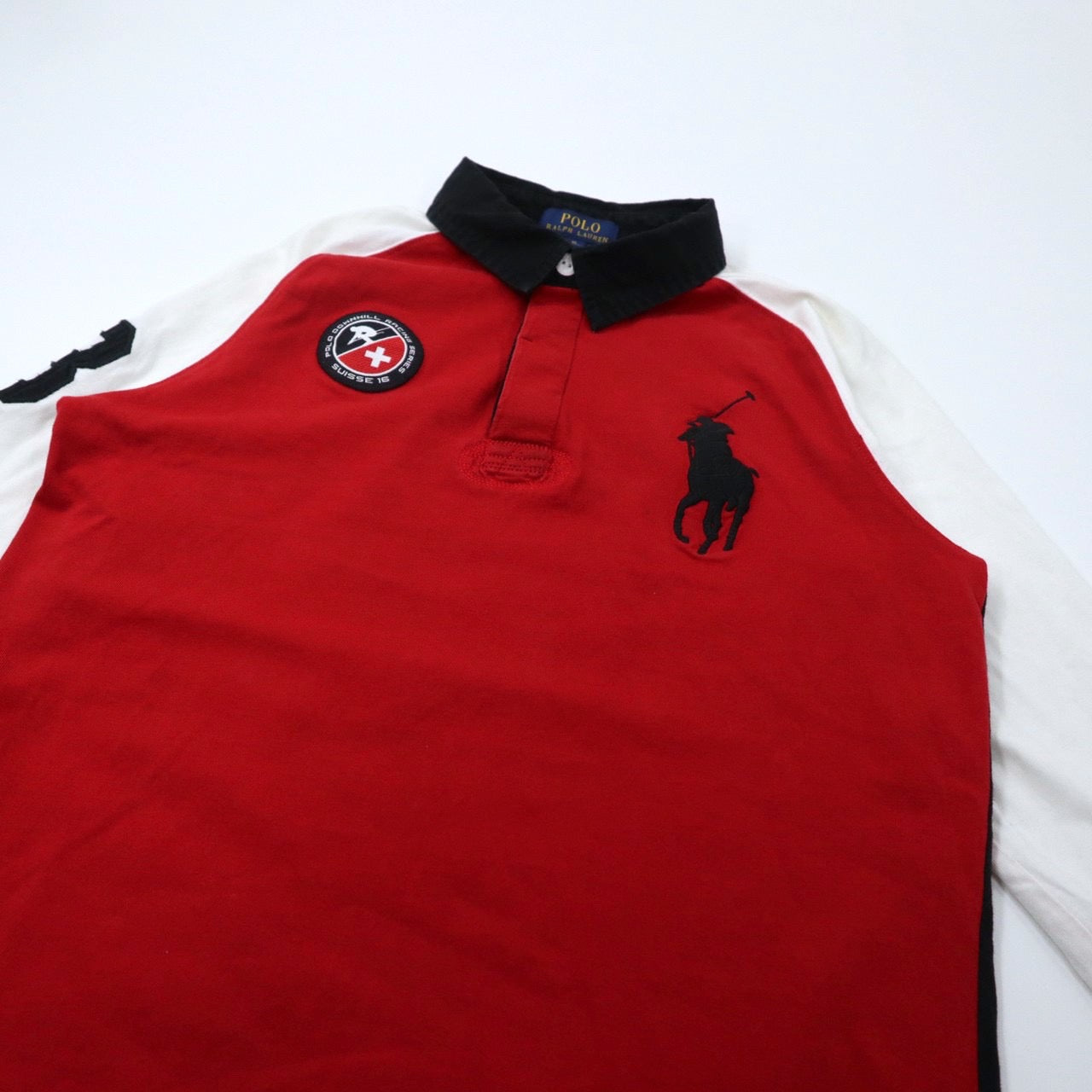 POLO RALPH LAUREN RUGBY SHIRT XL Red Cotton Big Pony Embroidery