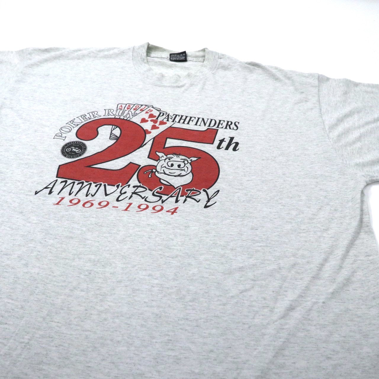 FRUIT OF THE LOOM ビッグサイズ ロングスリーブTシャツ XXL グレー コットン PORKER RUN 25周年記念 両面プリント 90年代 USA製