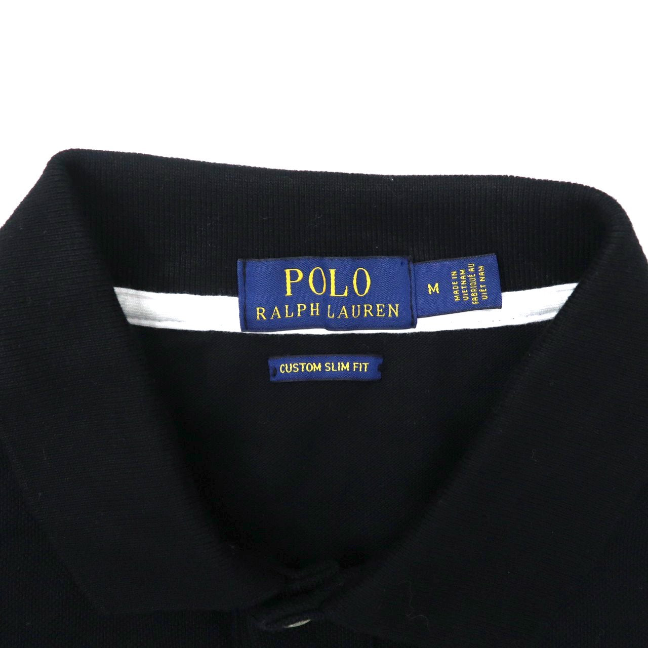 POLO RALPH LAUREN ポロシャツ M ブラック コットン ビッグポニー エンブレムロゴ刺繍