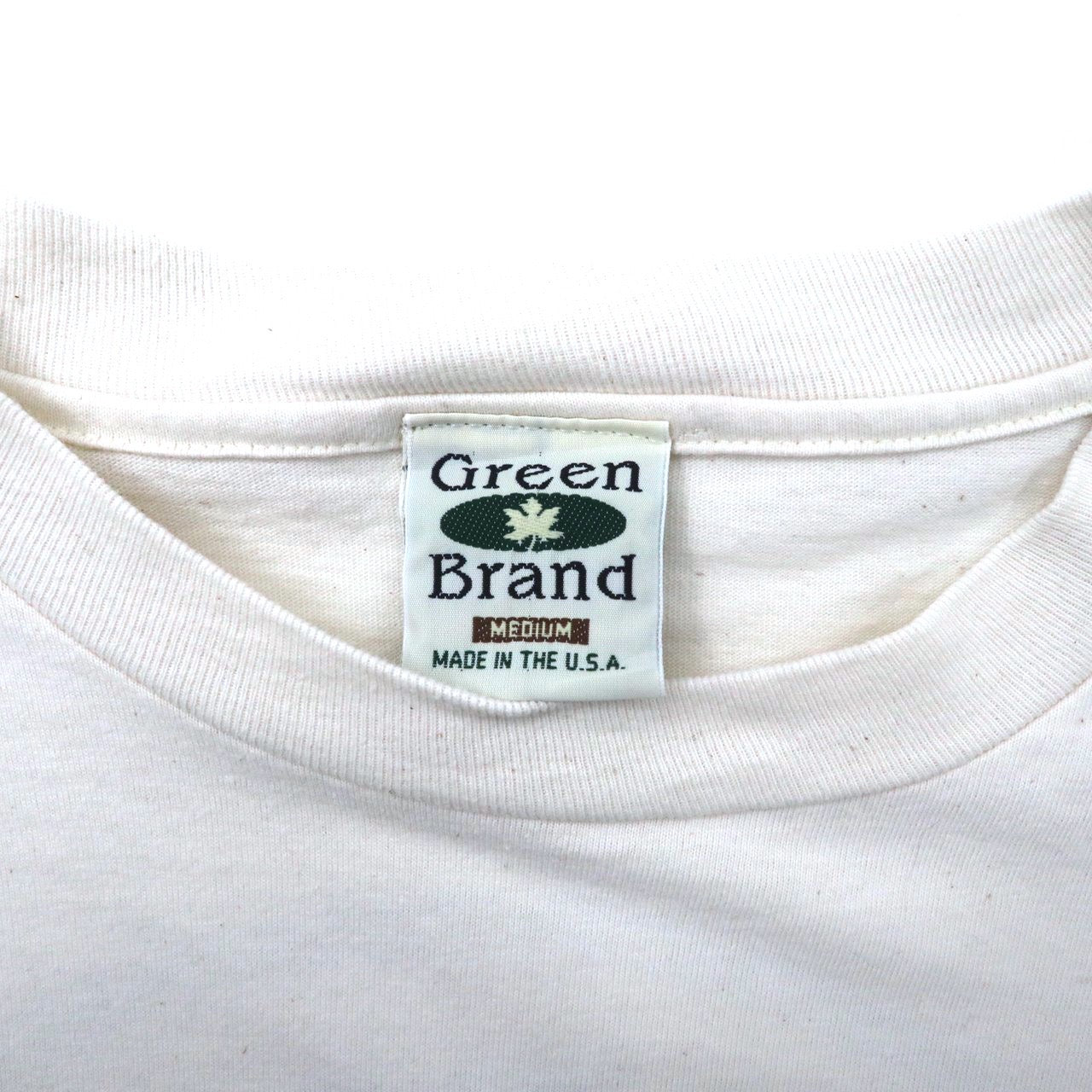 Green Brand ビッグサイズ ロングスリーブTシャツ M ホワイト コットン バックロゴプリント 袖ロゴ FISH AND WILDLIFE USA製