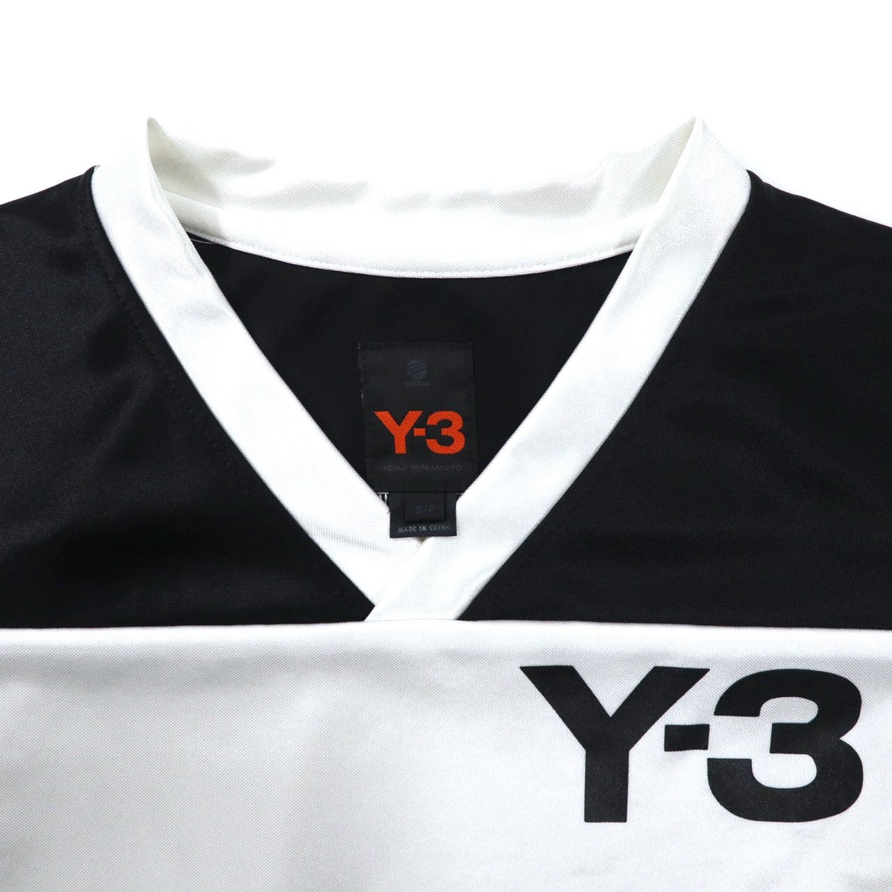 Y-3 ゲームシャツ VネックTシャツ S ホワイト ポリエステル ロゴプリント