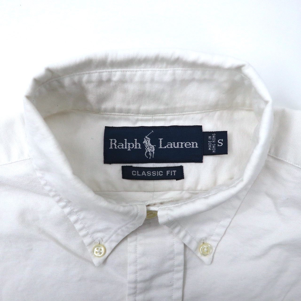 Ralph Lauren ボタンダウンシャツ S ホワイト コットン CLASSIC FIT スモールポニー刺繍