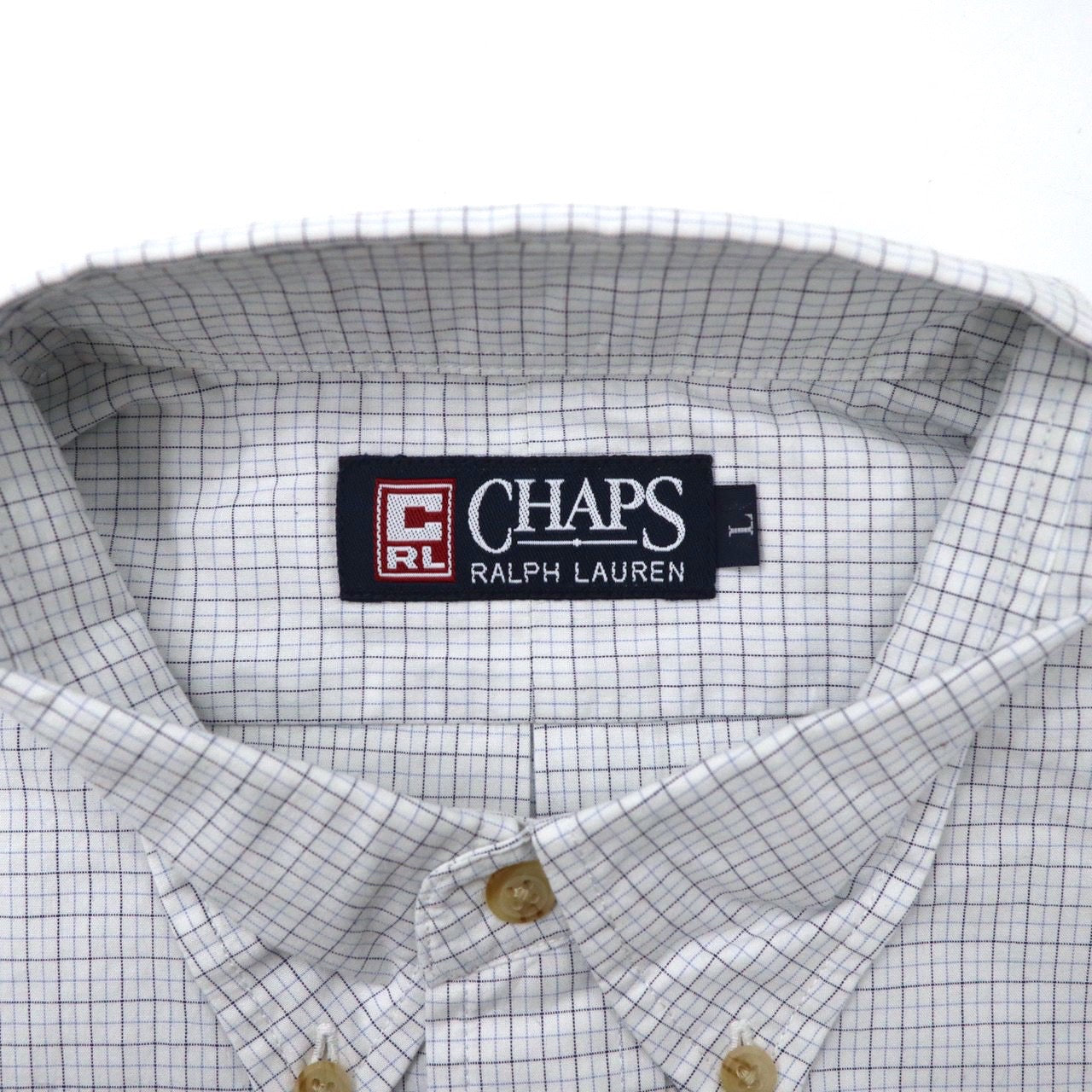 CHAPS RALPH LAUREN ボタンダウンシャツ L ホワイト ブルー チェック コットン 未使用品