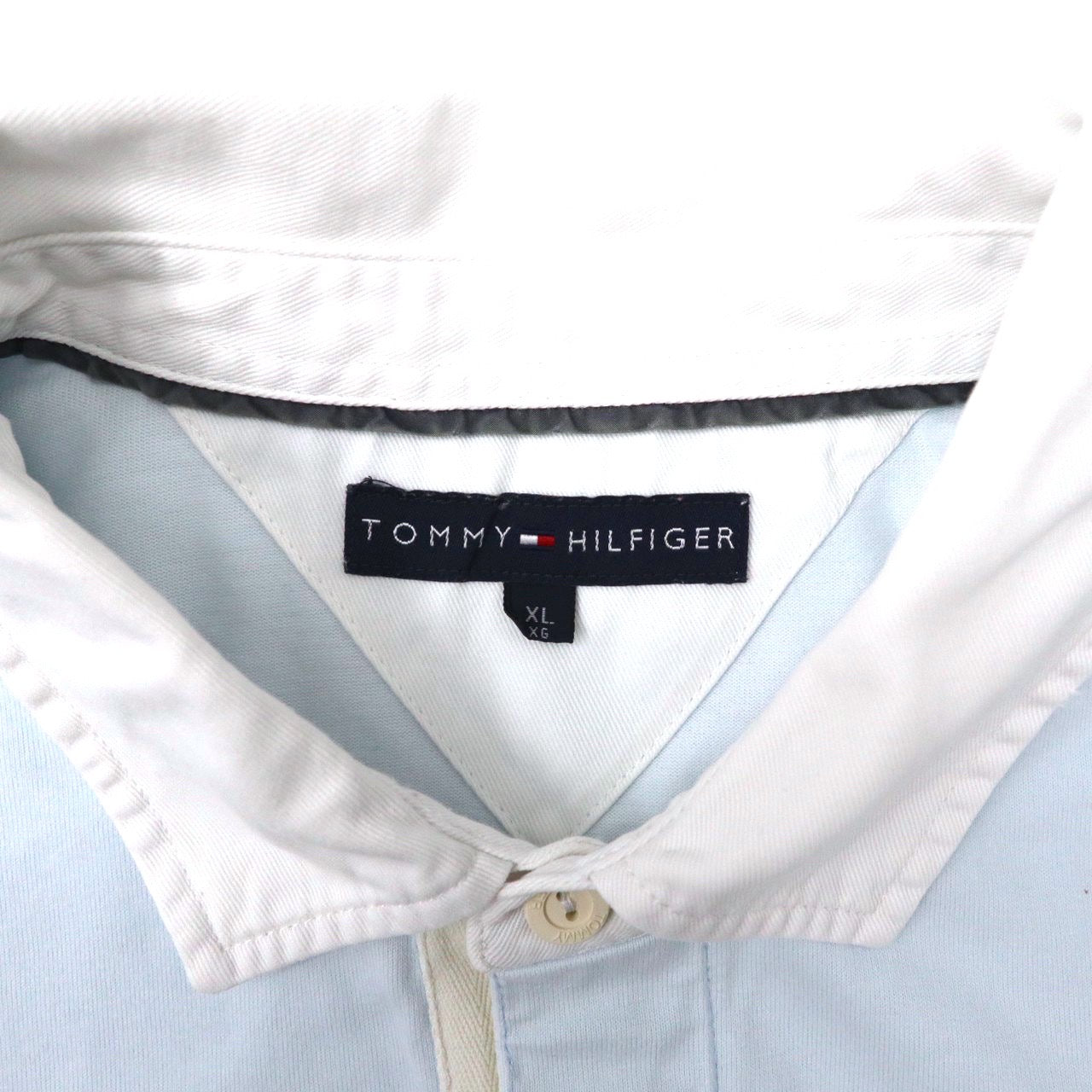 TOMMY HILFIGER ビッグサイズ ラガーシャツ XL ブルー コットン バックロゴワッペン