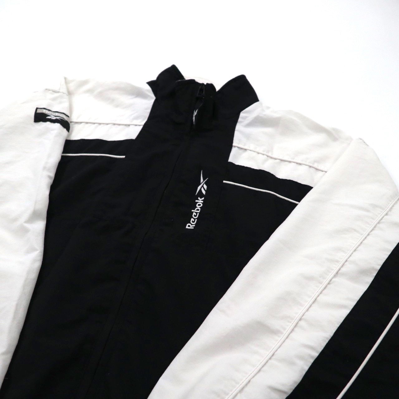 Reebok レーシングジャケット M ブラック ポリエステル ベクターロゴ刺繍 90年代