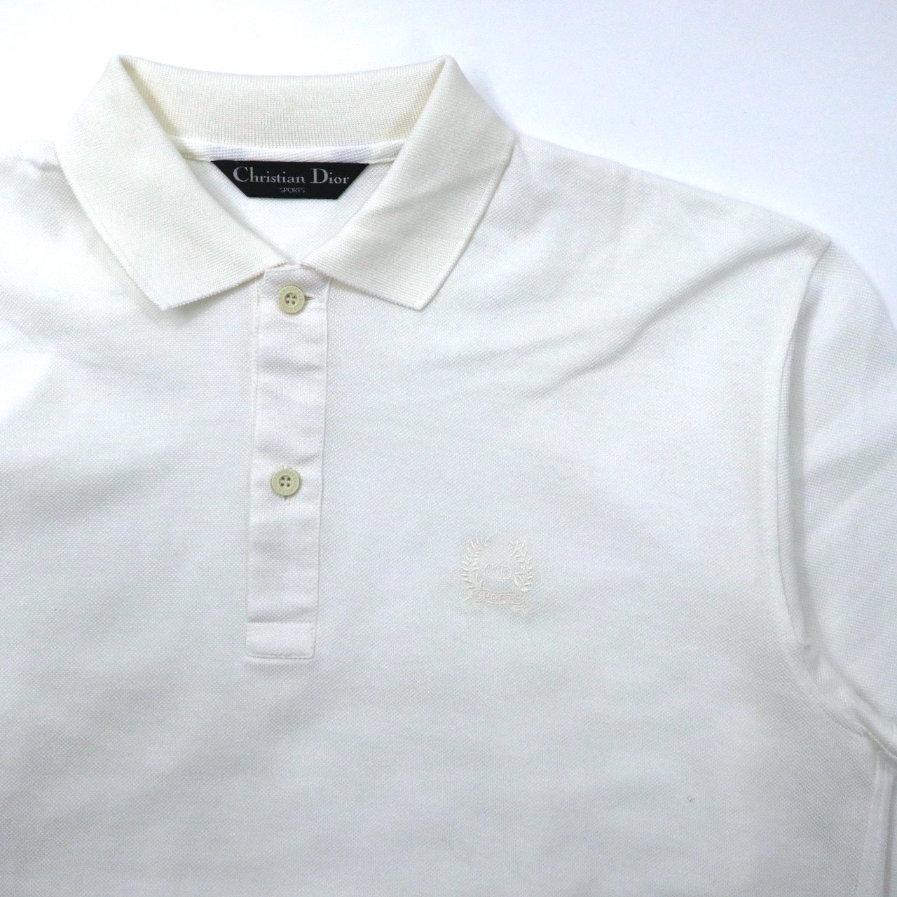 Christian Dior Sports Long Sleeve Polo Shirt L White Cotton One Point Logo  90's MADE