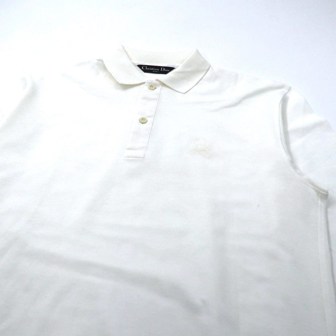 Christian Dior Sports Long Sleeve Polo Shirt L White Cotton One Point Logo  90's MADE