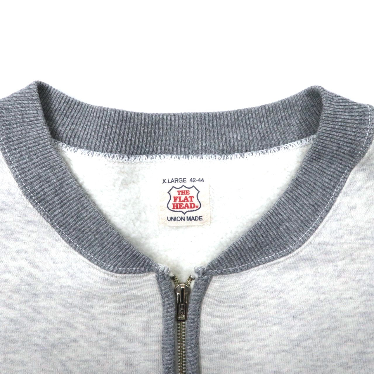 Flat Head Half Zip Sweatshirt XL Gray Cotton BRUSHED LINING Back 