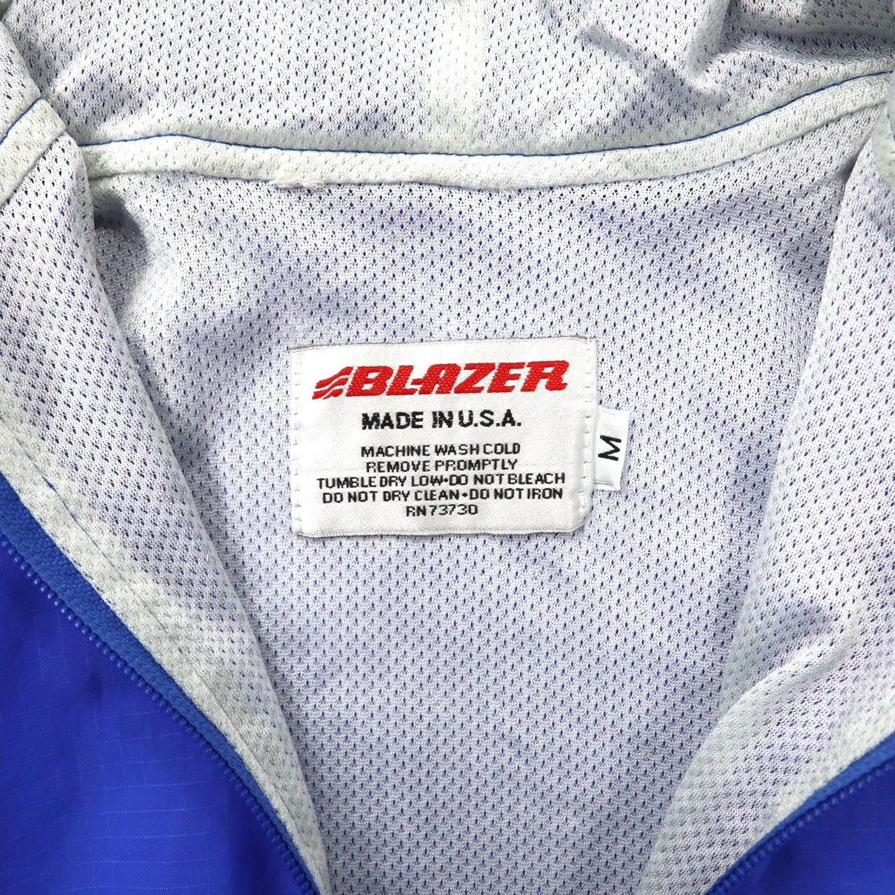 BLAZER アノラックパーカー ハーフジップナイロンジャケット M ブルー カレッジプリント 90年代 USA製