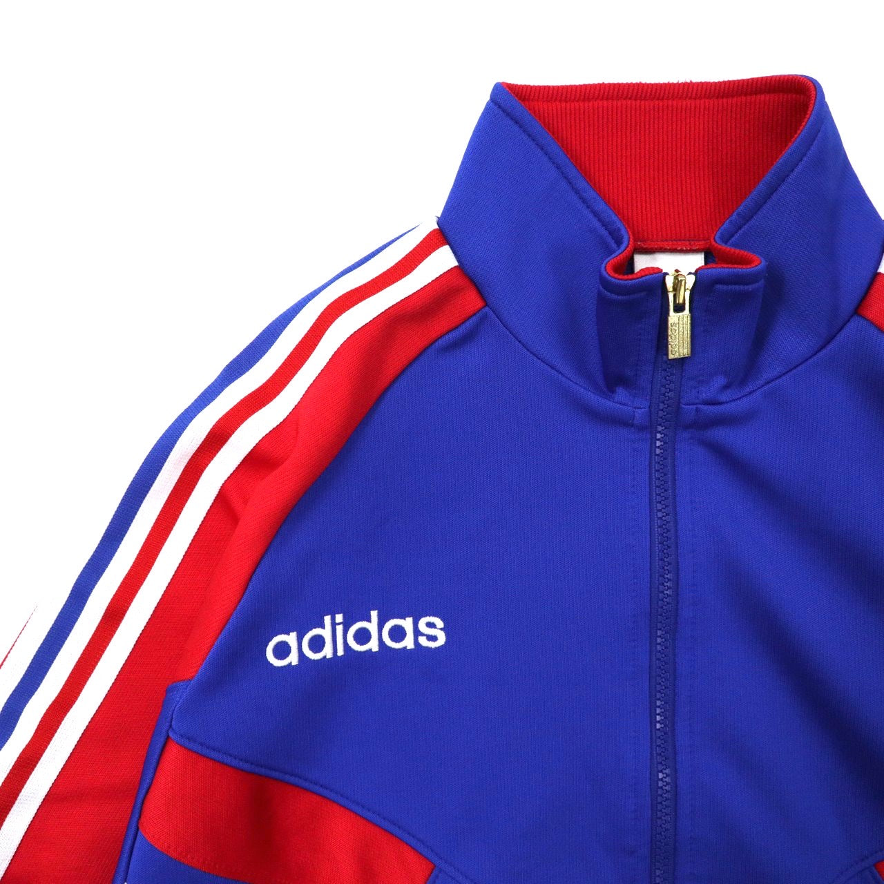 Adidas Track Jacket L Blue Tricolor Polyester Logo Embroidery 3