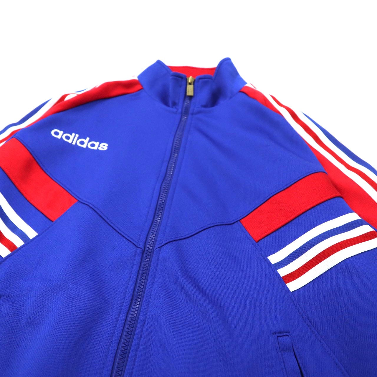 Adidas Track Jacket L Blue Tricolor Polyester Logo Embroidery 3 Striped  Sudenta MADE 90's MADE