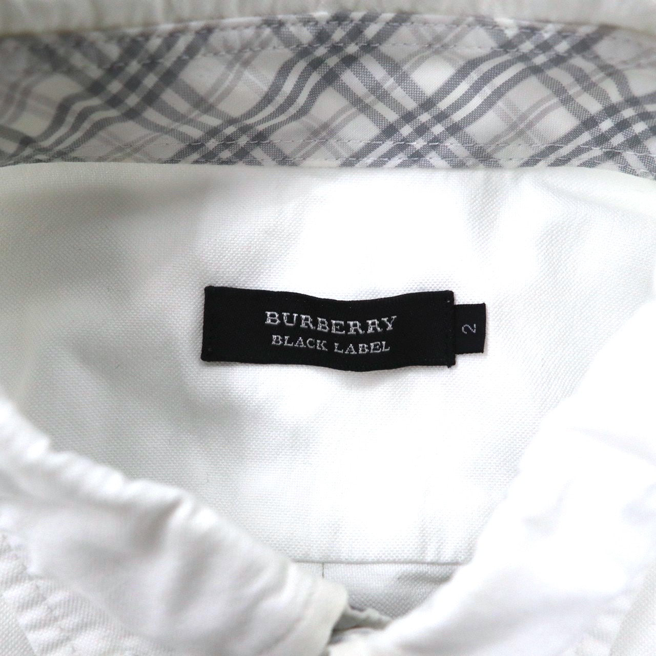 BURBERRY BLACK LABEL ボタンダウンシャツ 2 ホワイト コットン ワンポイントロゴ刺繍
