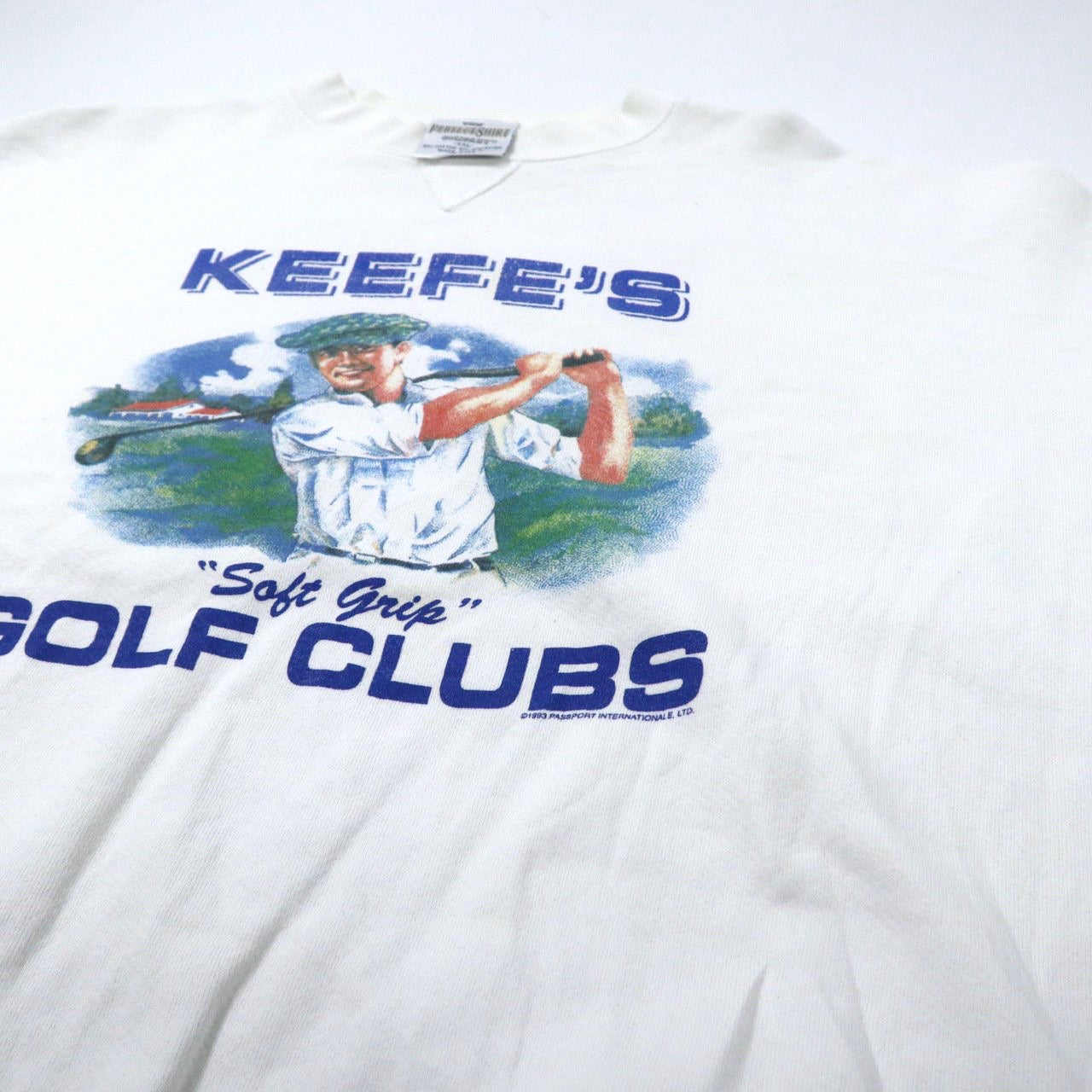 THE PERFECTSHIRT COMPANY ビッグサイズ プリントスウェット XXL ホワイト コットン 裏起毛 KEEFE'S GOLF CLUBS 90年代 USA製