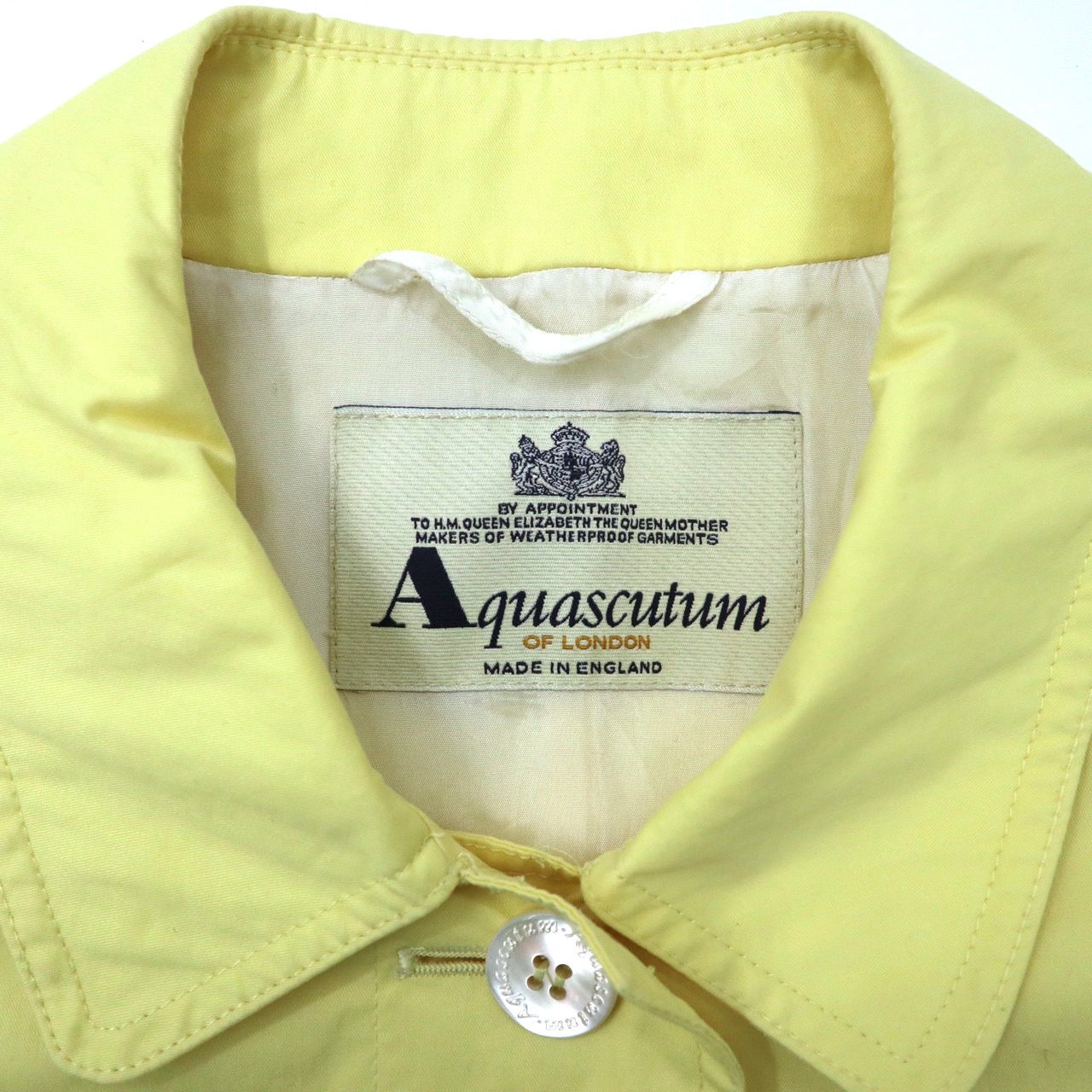 Aquascutum Aライン ステンカラーコート FREE イエロー コットン イングランド製