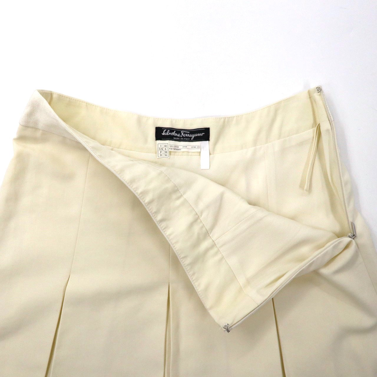 SALVATORE FERRAGAMO Skirt 40 White Cotton Vintage Italian Made