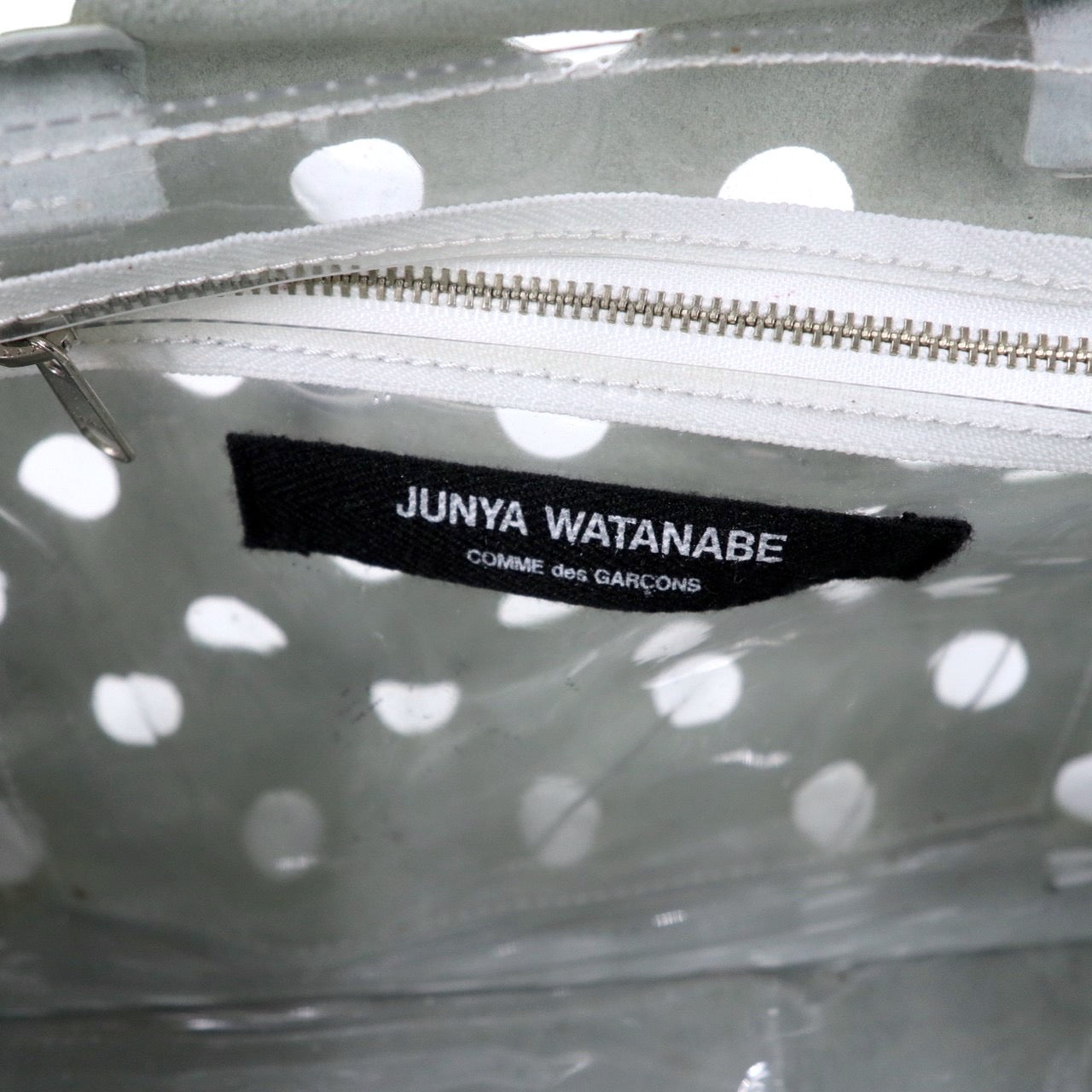 JUNYA WATANABE COMME des GARCONS エナメル がま口ハンドバッグ ホワイト パンチング レザー 日本製