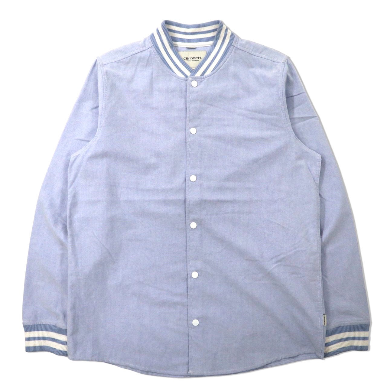 carhartt WIP スタジアムジャケットシャツ M ブルー コットン オックスフォード スナップボタン Bleach L/S ATLANTA SHIRT