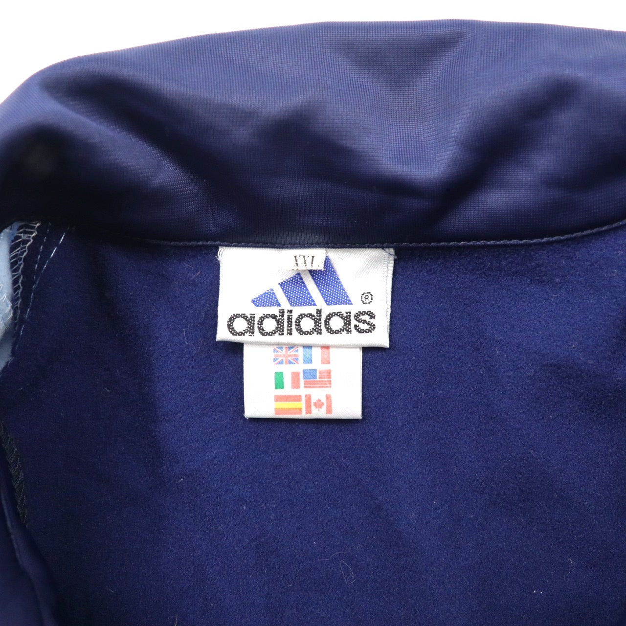 adidas ビッグサイズ トラックジャケット ジャージ XXL ネイビー ポリエステル ワンポイントロゴ刺繍 00年代