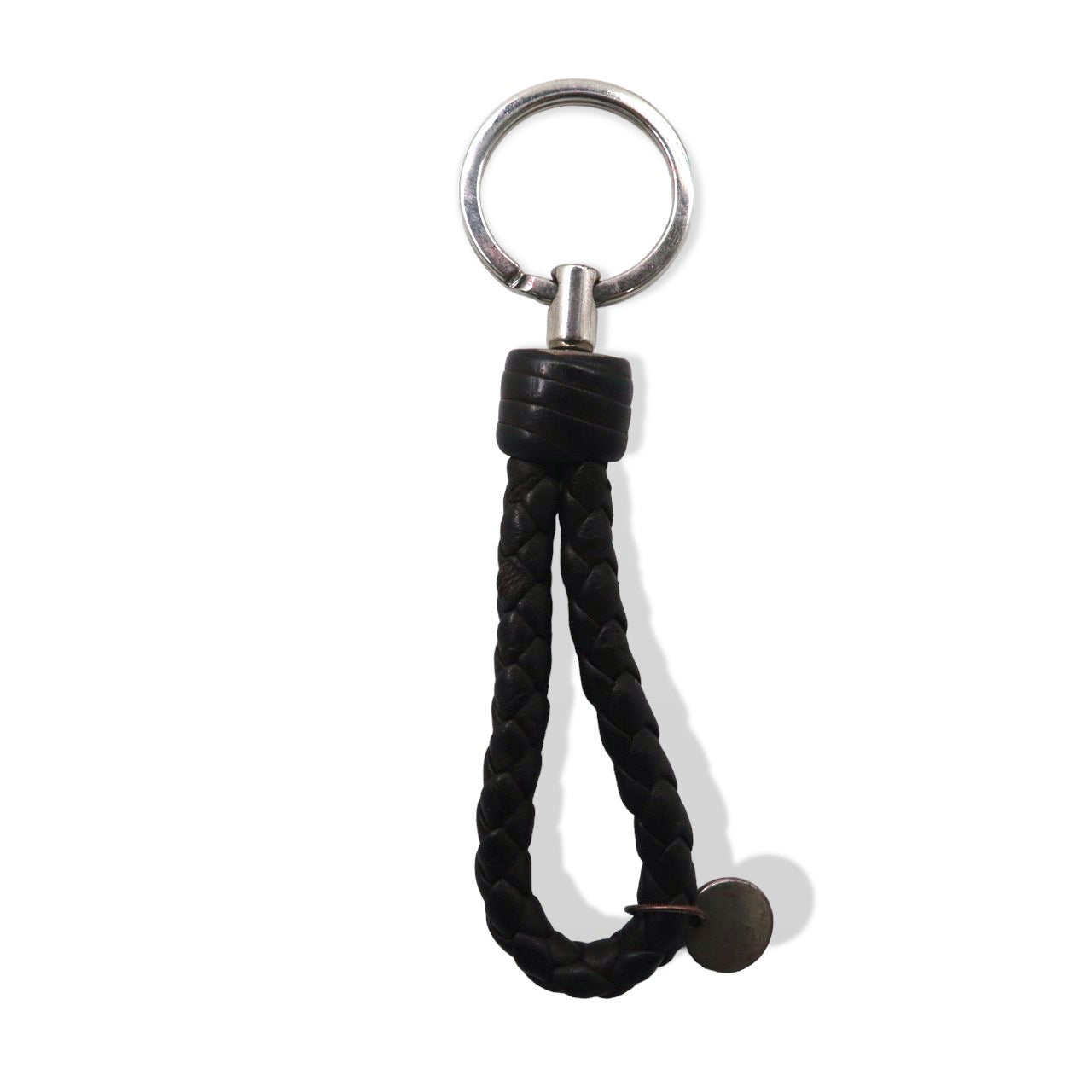 BOTTEGA VENETA Intrecchart charm key chain brown leather braid 