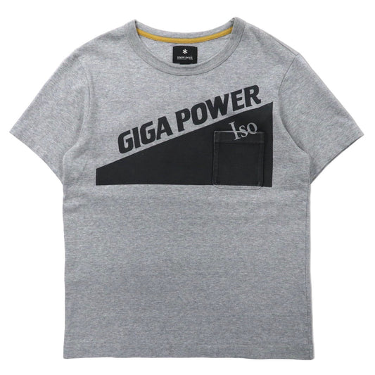 日本然リトテ-古着オンライン-snow peak ポケットTシャツ M グレー コットン GIGA POWER TS-15SJ001 日本製-