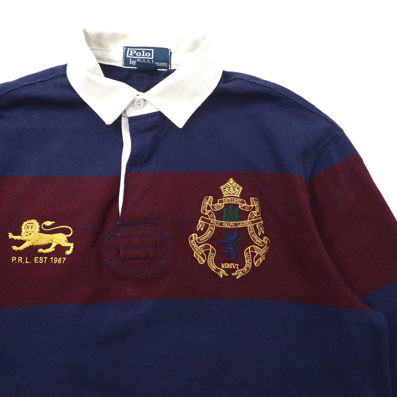 Polo by Ralph Lauren ボーダー ラガーシャツ L ネイビー ボルドー