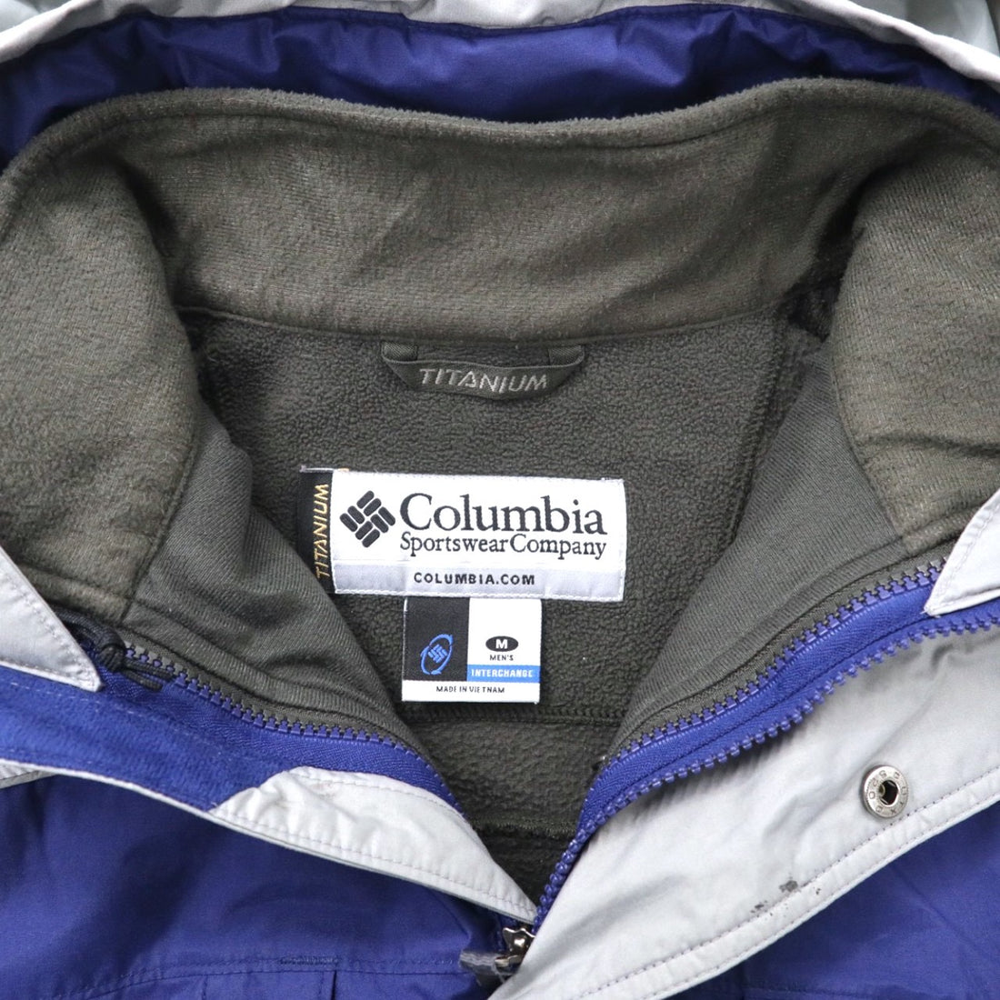 Columbia 3WAY マウンテンパーカー M グレー ネイビー ナイロン 撥水 ドローコード フリースライナー フード着脱式 VERTEX JACKET WM7892