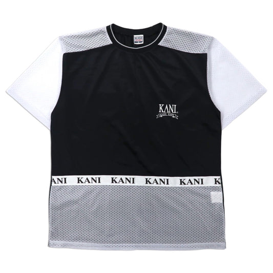 日本然リトテ-古着オンライン-KANI SPORT ( KARL KANI ) ゲームシャツ メッシュ切替 Tシャツ M ブラック ホワイト ポリエステル バックロゴ刺繍 90年代-