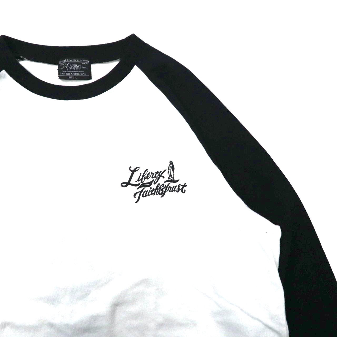 THE CRIMIE ラグランTシャツ L ホワイト コットン バックロゴプリント Liberty FAITH＆TRUST 日本製