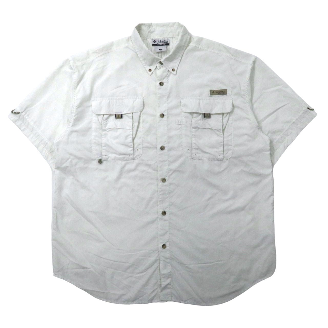 Columbia PFG バハマ II ショートスリーブシャツ フィッシングシャツ L ホワイト ナイロン ONNI-SHADE ビッグサイズ M BAHAMA II S/S SHIRT FM7048