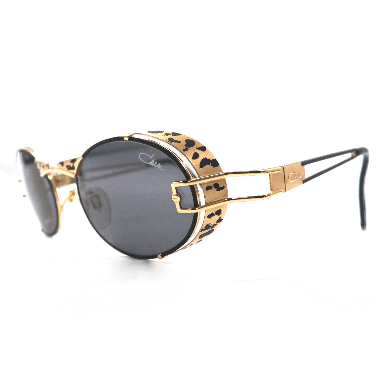 CAZAL Sunglasses Gold Oval Metal Frame Side Shield Leopard MOD 991 