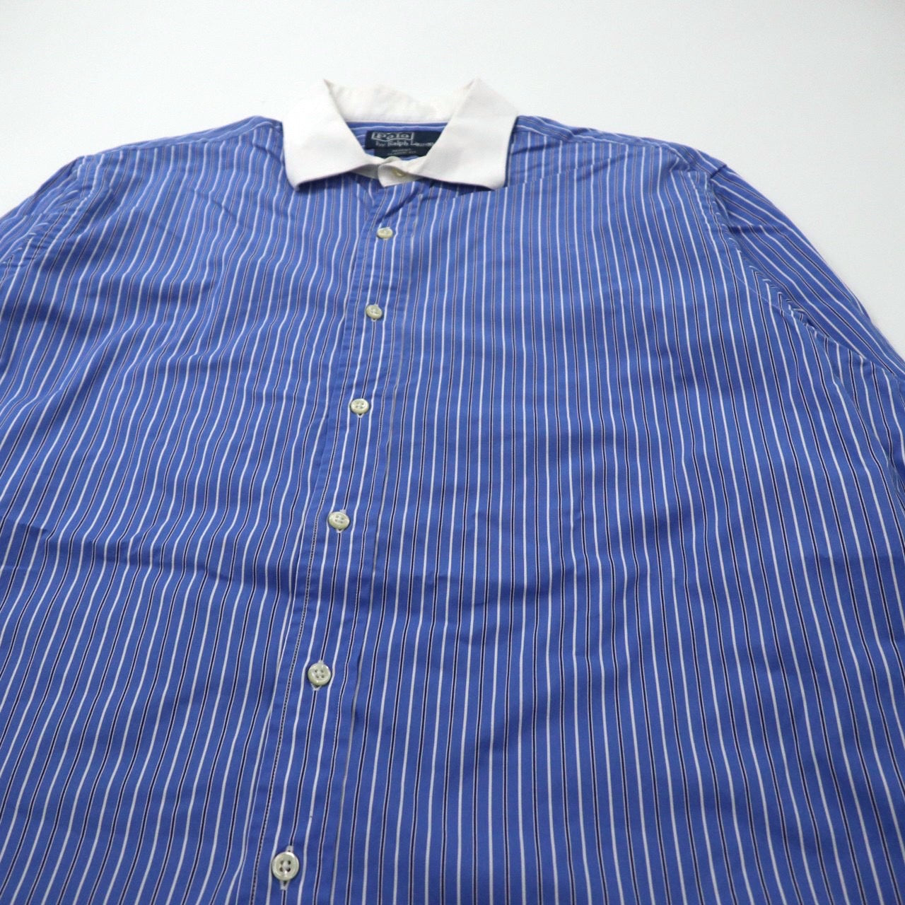 Polo by Ralph Lauren クレリックシャツ 17 ブルー ストライプ コットン カフスボタンホール REGENT CLASSIC FIT