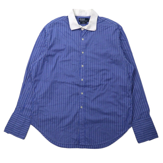 Polo by Ralph Lauren クレリックシャツ 17 ブルー ストライプ コットン カフスボタンホール REGENT CLASSIC FIT