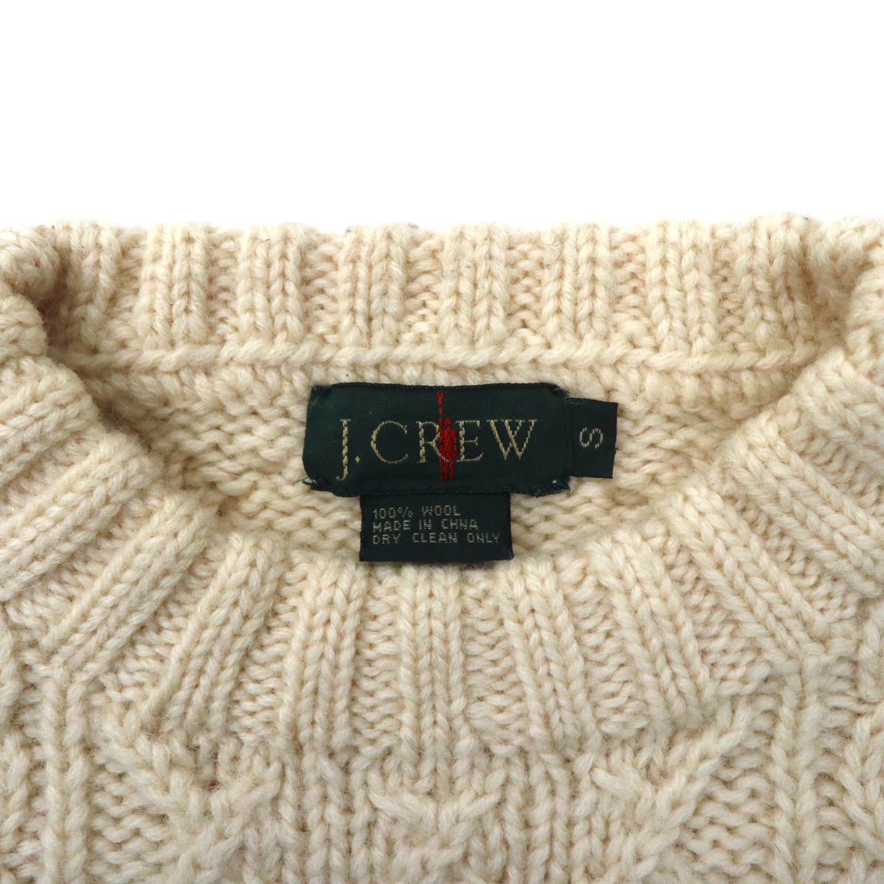 J.CREW アラン ケーブルニット フィッシャーマン セーター S ホワイト ウール