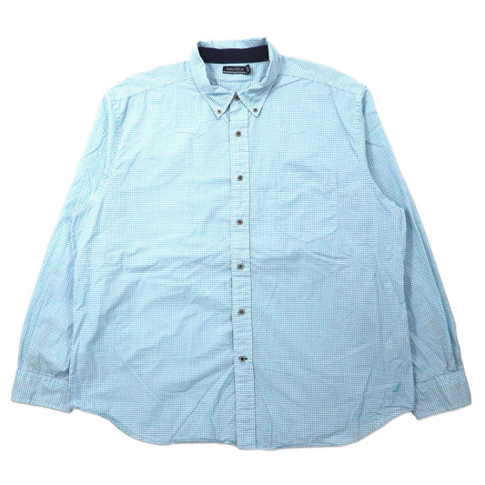 NAUTICA ギンガムチェック ボタンダウンシャツ XXL ブルー コットン ビッグサイズ