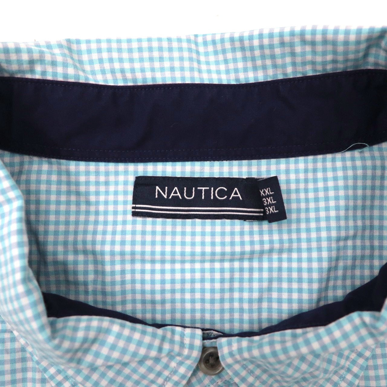 NAUTICA ギンガムチェック ボタンダウンシャツ XXL ブルー コットン