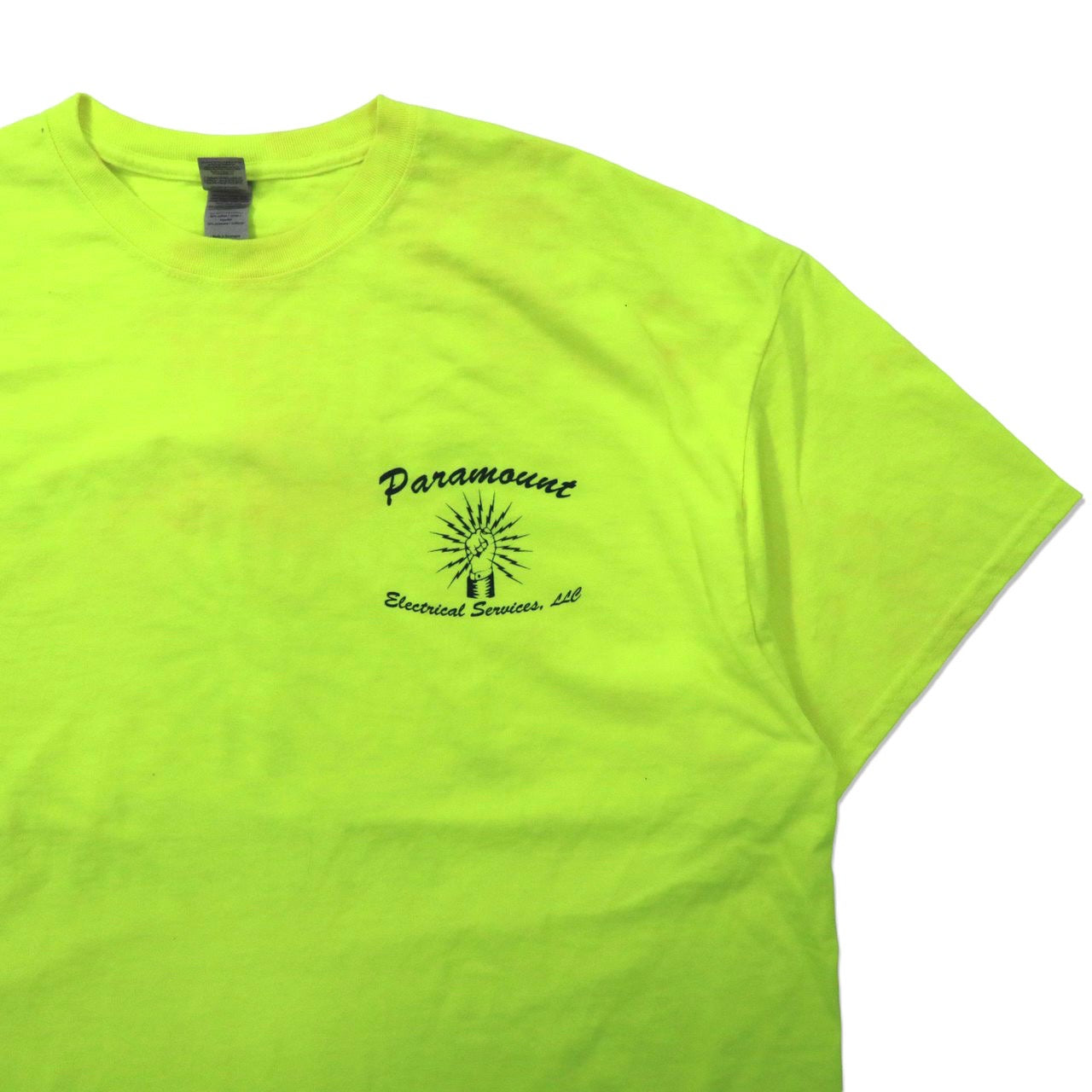 GILDAN ビッグサイズ プリントTシャツ 2XL イエロー コットン バックプリント US企業 Paramount Electrical Services LLC