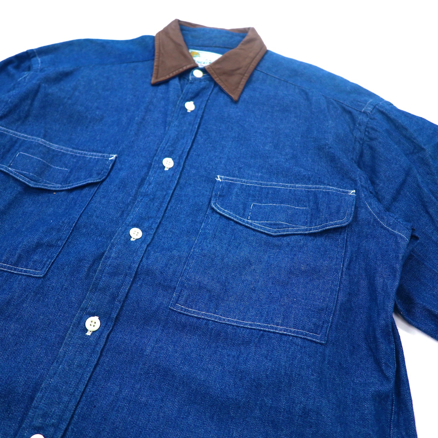MINDLOOSER ダンガリーシャツ 2 ブルー 襟レザー切り替え – 日本然リトテ