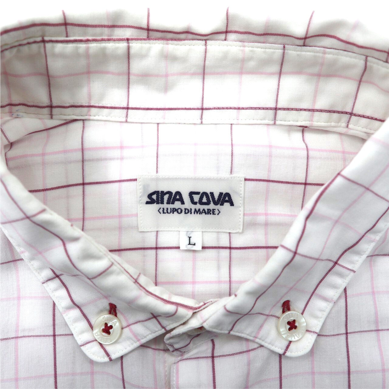 SINA COVA ボタンダウンシャツ L ホワイト チェック コットン 日本製