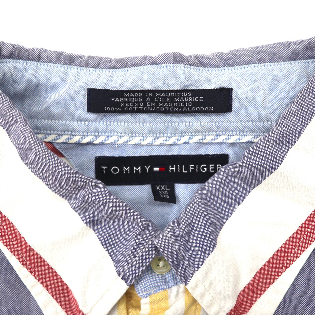 TOMMY HILFIGER ボタンダウンシャツ XXL ブルー ストライプ ビッグサイズ