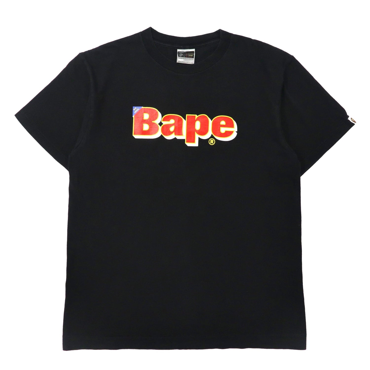 A BATHING APE Big Logo Print Tee T-Shirt L Black Cotton Japan MADE