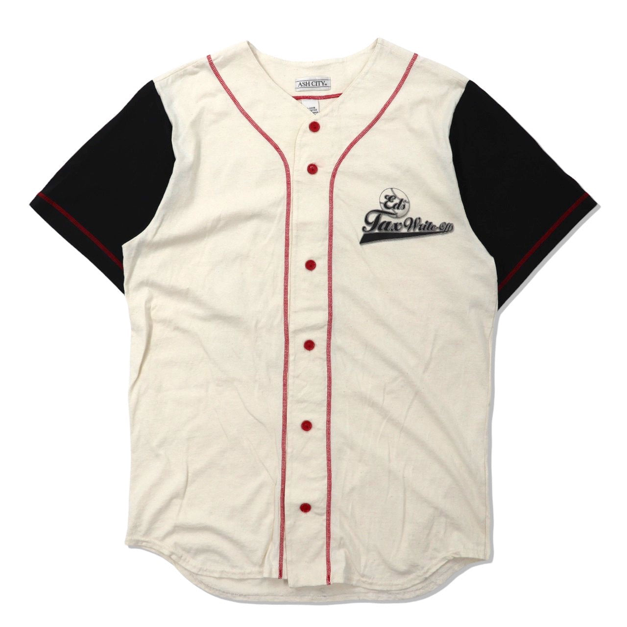 ASH CITY ベースボールシャツ L ホワイト コットン ナンバリング カナダ製-VINTAGE-古着