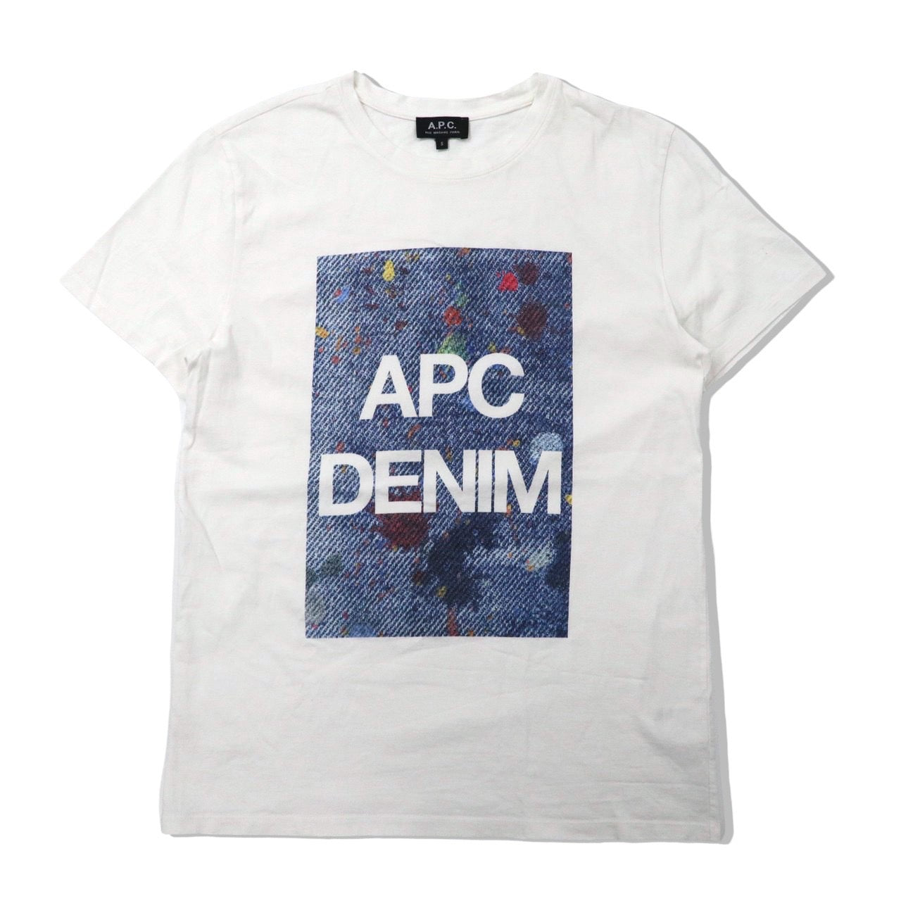 A.P.C. ロゴプリントTシャツ S ホワイト コットン T-SHIRTS APC DENIM 日本製-A.P.C.-古着