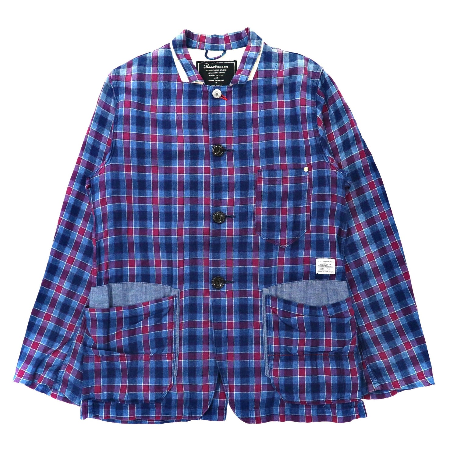 Anachronorm Coverall Shirt 1 Blue CHECKED Cotton Japan Made