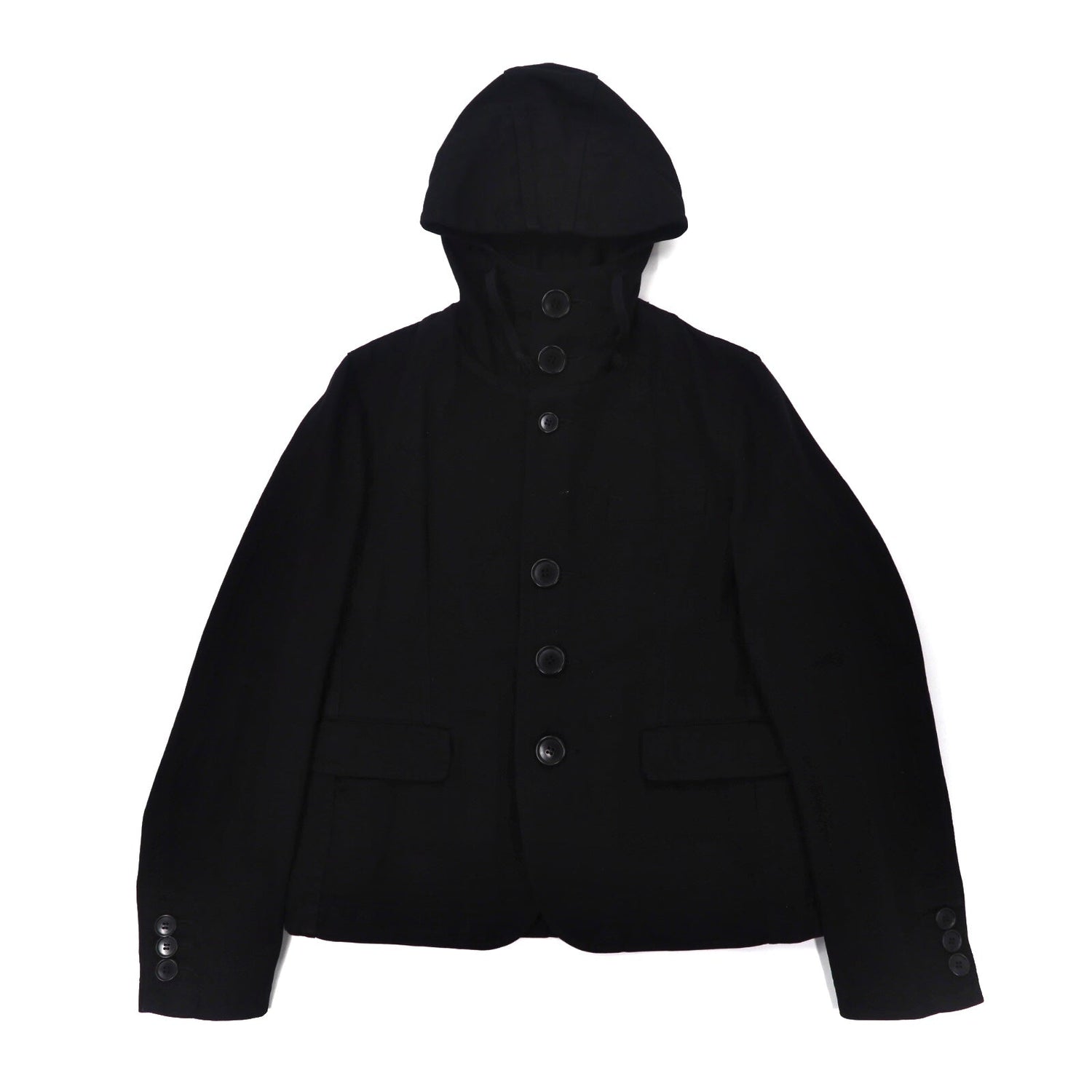 BLACK COMME DES GARCONS Hooded Jacket M Black Cotton 1E-J012 ...