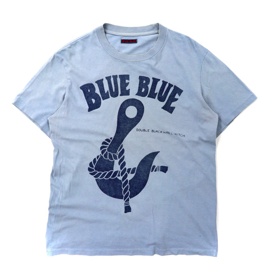 BLUE BLUE Tシャツ L ブルー コットン ロゴプリント-BLUE BLUE-古着