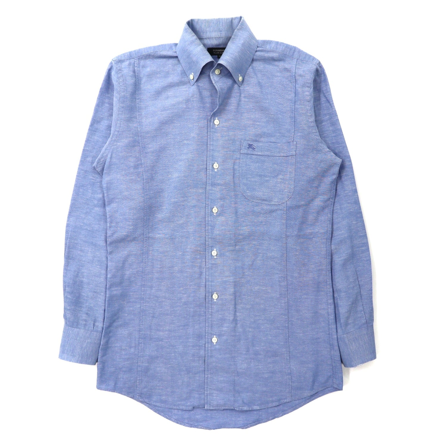 BURBERRY BLACK LABEL ボタンダウンシャツ 38 ブルー コットン 日本製-BURBERRY BLACK LABEL-古着