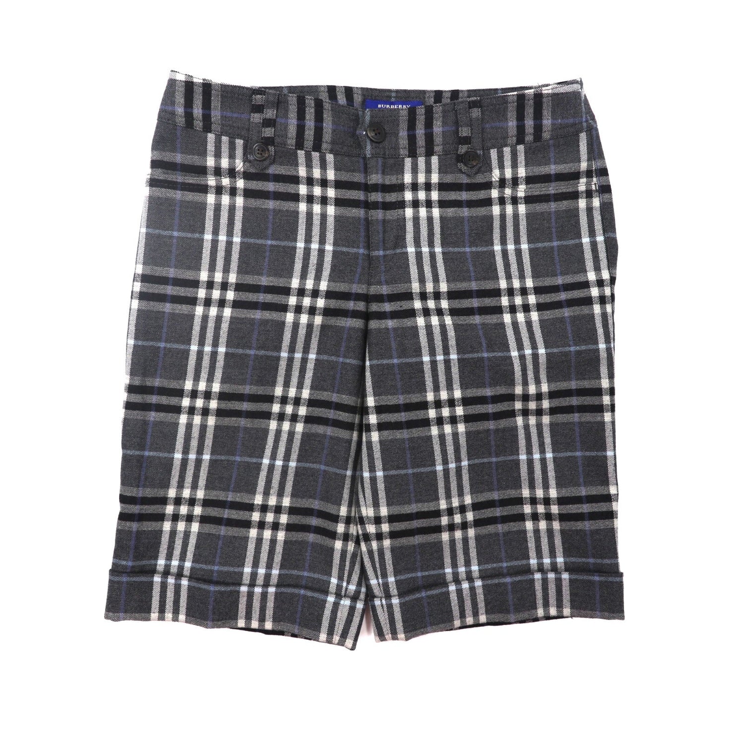 Burberry Blue Label Short Pants 38 Gray CHECKED Wool Japan MADE