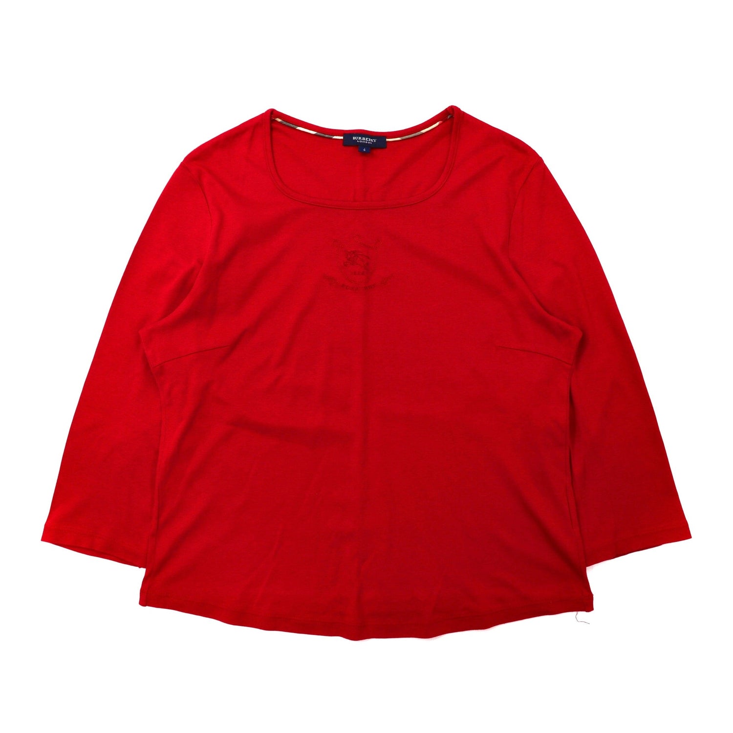 BURBERRY ロングスリーブTシャツ 4 レッド コットン ロゴ刺繍-BURBERRY-古着