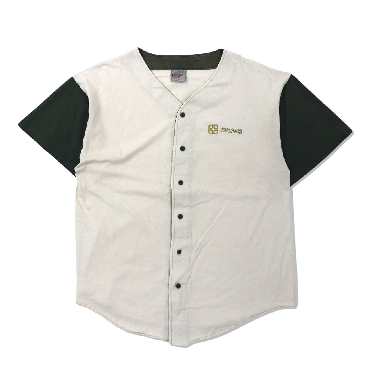 Badger Sportswear ベースボールシャツ L ホワイト コットン 90年代 USA製-VINTAGE-古着